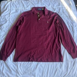 POLO BY RALPH LAUREN MEN’S MAROON LONG SLEEVED COLLARED SHIRT